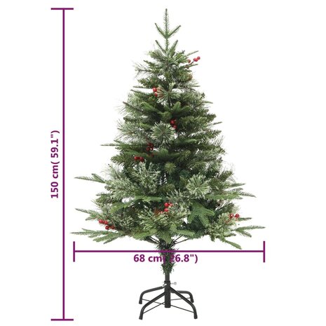 Kerstboom met LED en dennenappels 150 cm PVC en PE groen 10