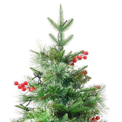 Kerstboom met LED en dennenappels 195 cm PVC en PE groen 8