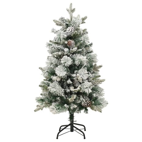 Kerstboom met LED en dennenappels en sneeuw 150 cm PVC en PE 2