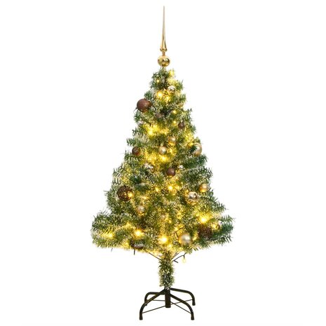 Kunstkerstboom met 150 LED&apos;s kerstballen en sneeuw 120 cm 1