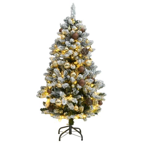 Kunstkerstboom met scharnieren 150 LED en kerstballen 120 cm 1