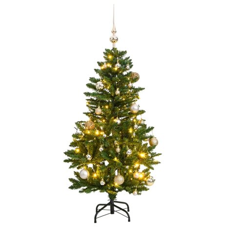 Kunstkerstboom met scharnieren 150 LED en kerstballen 120 cm 1