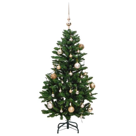 Kunstkerstboom met scharnieren 150 LED en kerstballen 120 cm 4