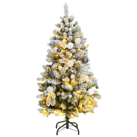 Kunstkerstboom met scharnieren 150 LED&apos;s en kerstballen 150 cm 1