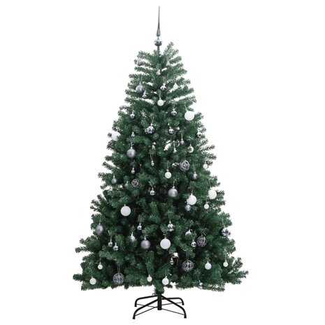 Kunstkerstboom met scharnieren 300 LED&apos;s en kerstballen 240 cm 4