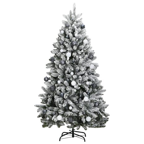 Kunstkerstboom met scharnieren 300 LED&apos;s en kerstballen 180 cm 4