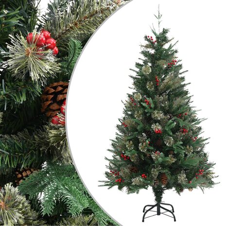 Kerstboom met dennenappels 150 cm PVC en PE groen 1