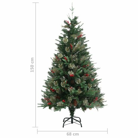 Kerstboom met dennenappels 150 cm PVC en PE groen 6