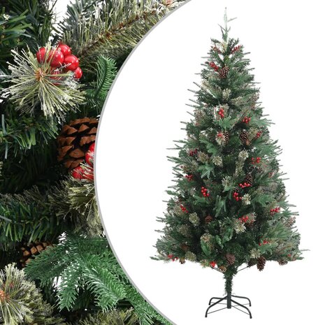 Kerstboom met dennenappels 225 cm PVC en PE groen 1