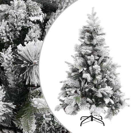 Kerstboom met dennenappels en sneeuw 150 cm PVC en PE 1