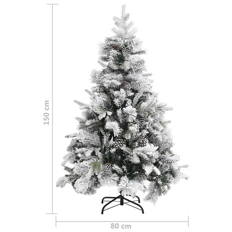 Kerstboom met dennenappels en sneeuw 150 cm PVC en PE 6