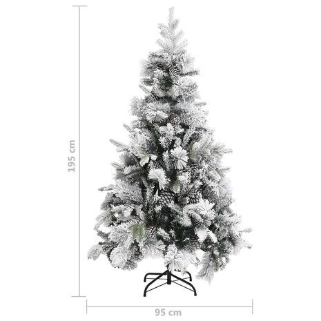 Kerstboom met dennenappels en sneeuw 195 cm PVC en PE 6