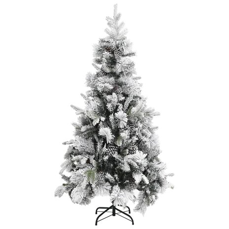 Kerstboom met dennenappels en sneeuw 225 cm PVC en PE 2