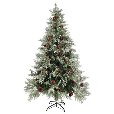 Kerstboom met dennenappels 120 cm PVC en PE groen en wit 2