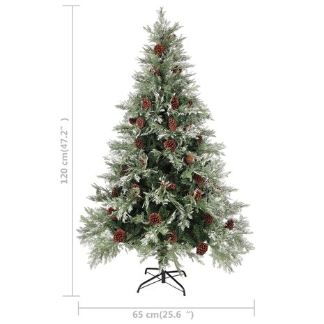 Kerstboom met dennenappels 120 cm PVC en PE groen en wit 5