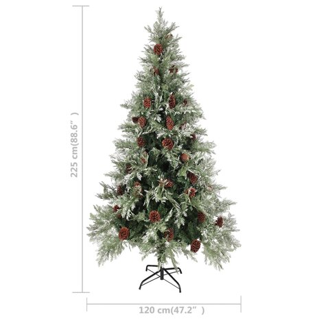 Kerstboom met dennenappels 225 cm PVC en PE groen en wit 5