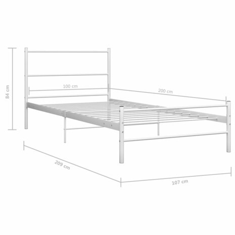 Bedframe metaal wit 100x200 cm 7