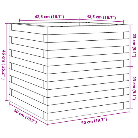 Plantenbak 50x50x46 cm massief grenenhout 10