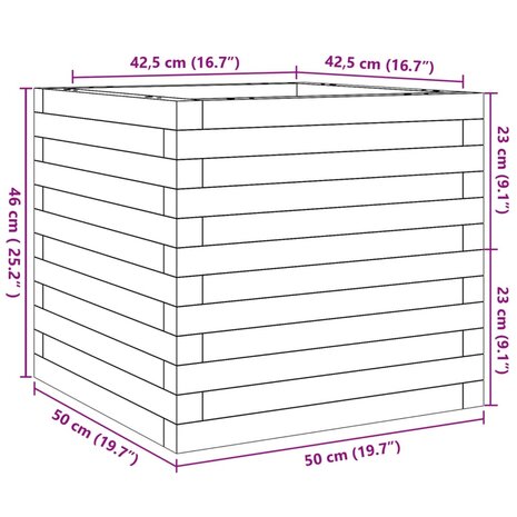 Plantenbak 50x50x46 cm geïmpregneerd grenenhout 10