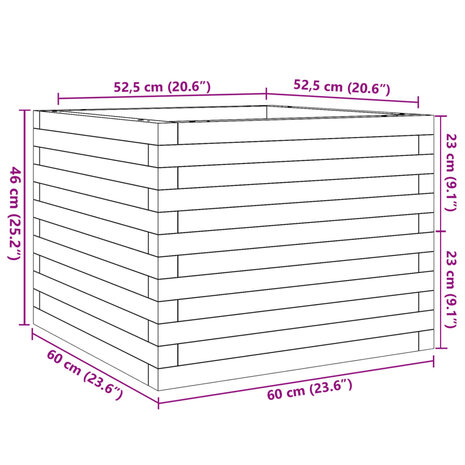 Plantenbak 60x60x46 cm massief grenenhout 10