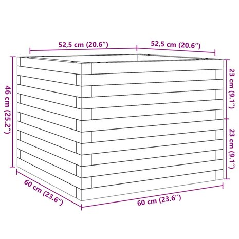 Plantenbak 60x60x46 cm massief grenenhout wit 10