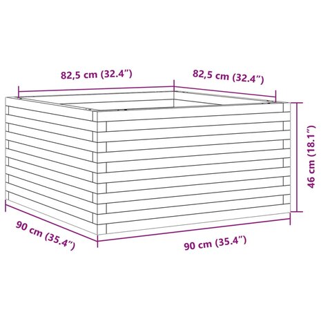 Plantenbak 90x90x46 cm massief grenenhout 10