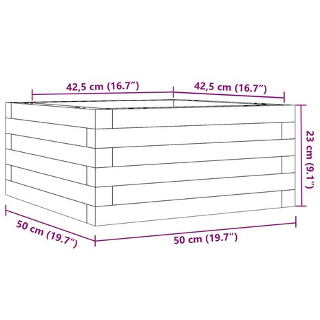 Plantenbak 50x50x23 cm massief grenenhout wit 10