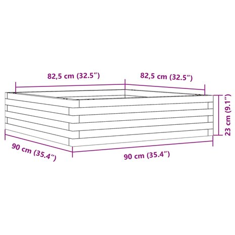 Plantenbak 90x90x23 cm geïmpregneerd grenenhout 10