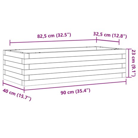 Plantenbak 90x40x23 cm massief grenenhout 10