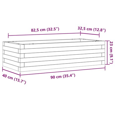 Plantenbak 90x40x23 cm massief grenenhout wasbruin 10