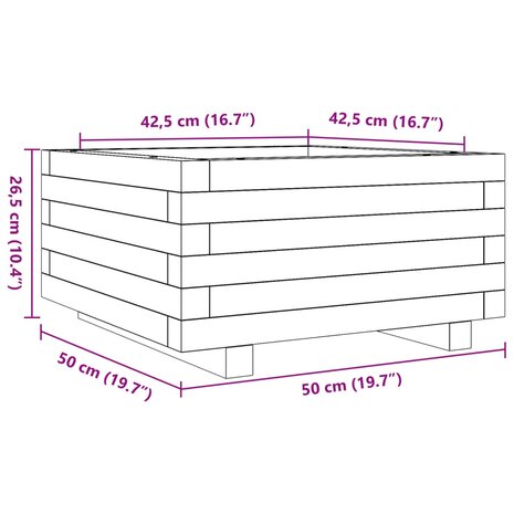 Plantenbak 50x50x26,5 cm geïmpregneerd grenenhout 10