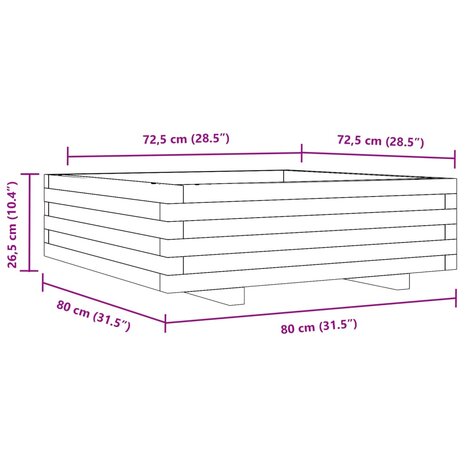 Plantenbak 80x80x26,5 cm massief grenenhout 10