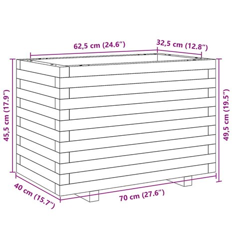 Plantenbak 70x40x49,5 cm geïmpregneerd grenenhout 10