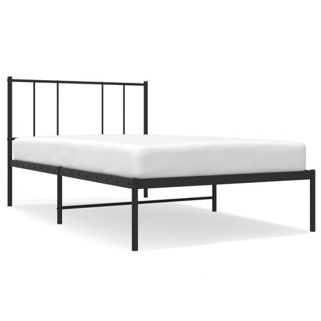 Bedframe met hoofdbord metaal zwart 90x190 cm 2