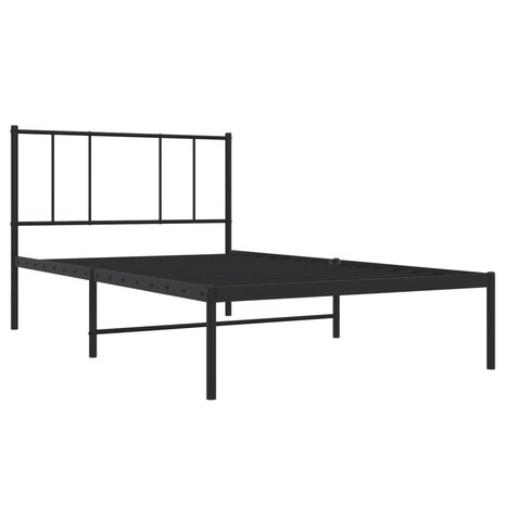 Bedframe met hoofdbord metaal zwart 90x190 cm 5