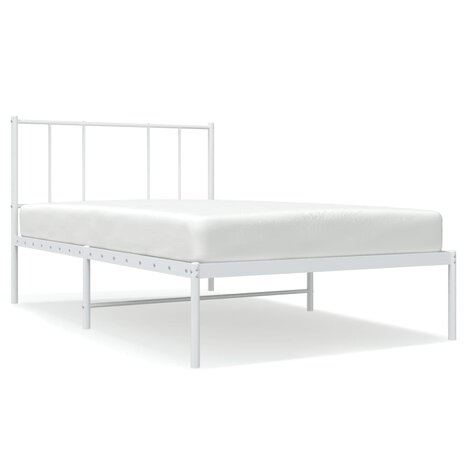 Bedframe met hoofdbord metaal wit 80x200 cm 2