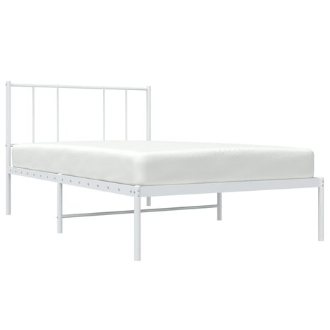 Bedframe met hoofdbord metaal wit 80x200 cm 3