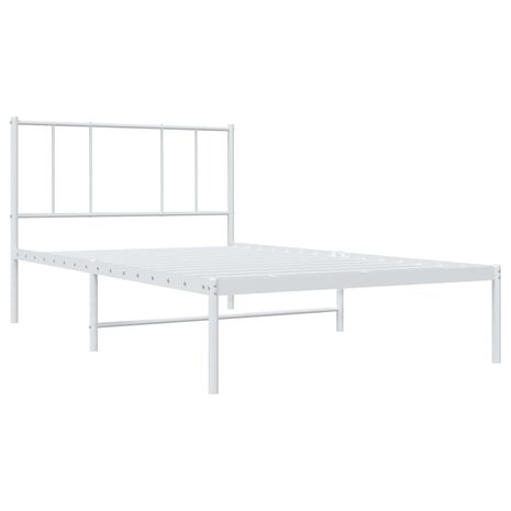 Bedframe met hoofdbord metaal wit 80x200 cm 5