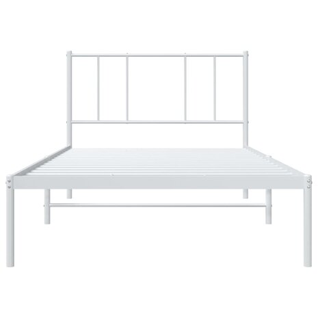 Bedframe met hoofdbord metaal wit 80x200 cm 6