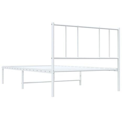 Bedframe met hoofdbord metaal wit 80x200 cm 8