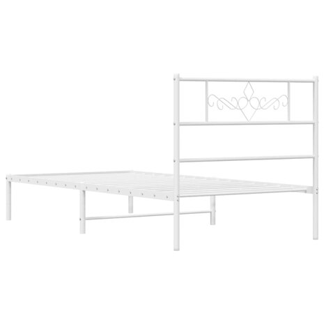 Bedframe met hoofdbord metaal wit 80x200 cm 7