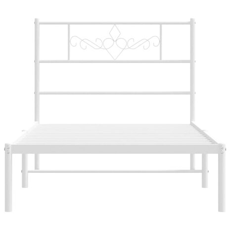 Bedframe met hoofdbord metaal wit 90x200 cm 4