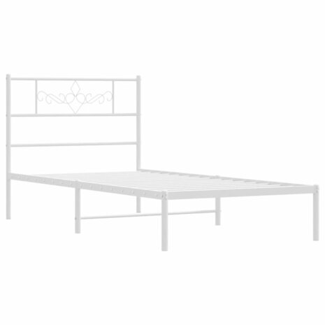 Bedframe met hoofdbord metaal wit 90x200 cm 5