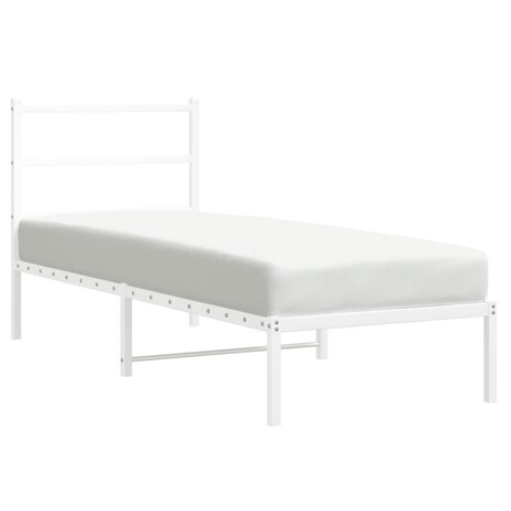 Bedframe met hoofdbord metaal wit 75 x 190 cm 4