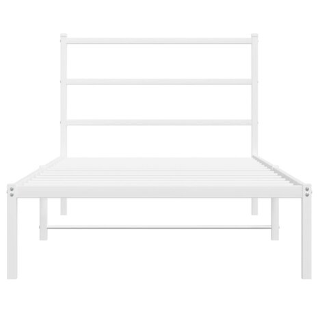 Bedframe met hoofdbord metaal wit 100x190 cm 5