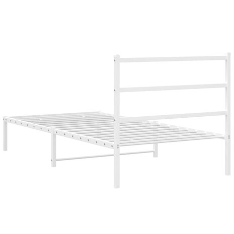 Bedframe met hoofdbord metaal wit 100x190 cm 7