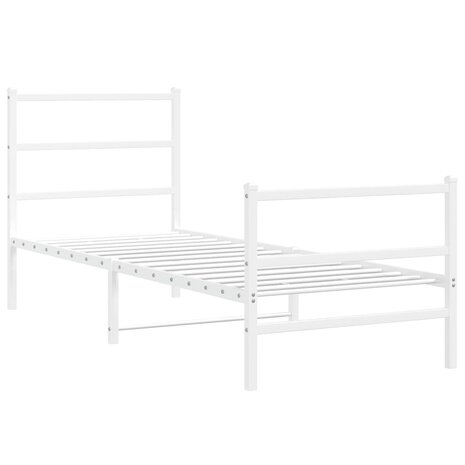 Bedframe met hoofd- en voeteneinde metaal wit 75x190 cm 2