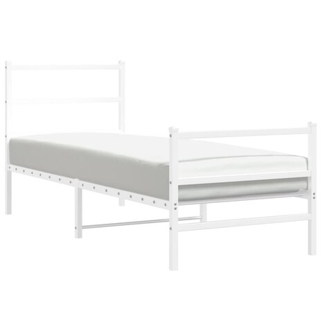 Bedframe met hoofd- en voeteneinde metaal wit 75x190 cm 4