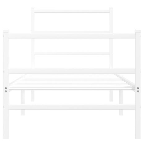 Bedframe met hoofd- en voeteneinde metaal wit 75x190 cm 5