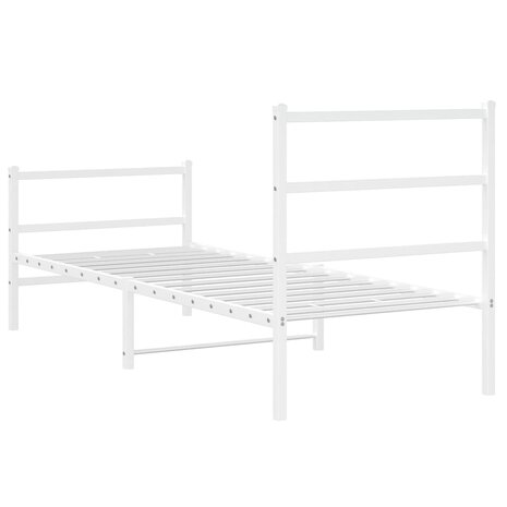 Bedframe met hoofd- en voeteneinde metaal wit 75x190 cm 7